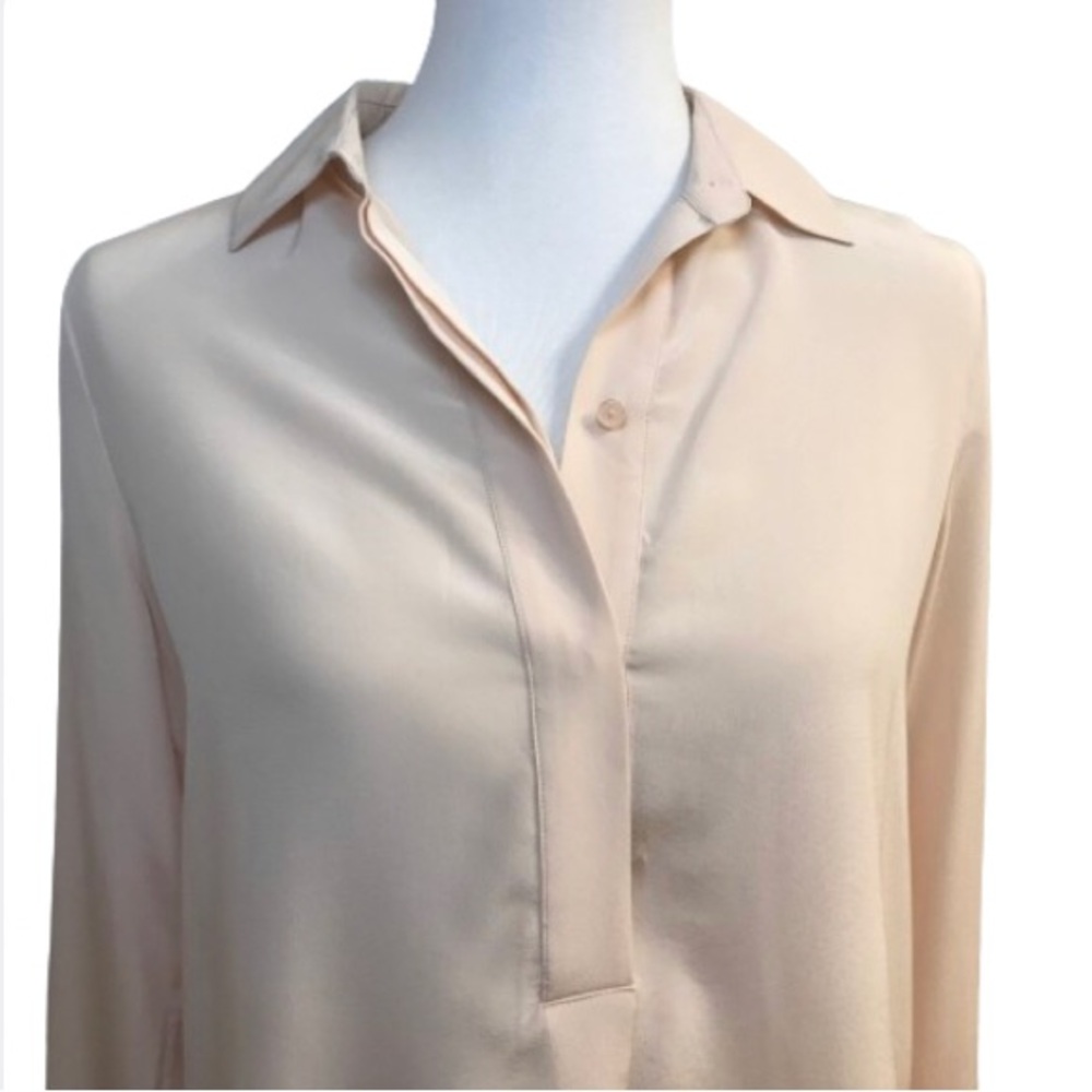 VINCE 100% Silk Blush Pink Popover Round Hem Tunic Blouse 6 - Picture 3 of 8